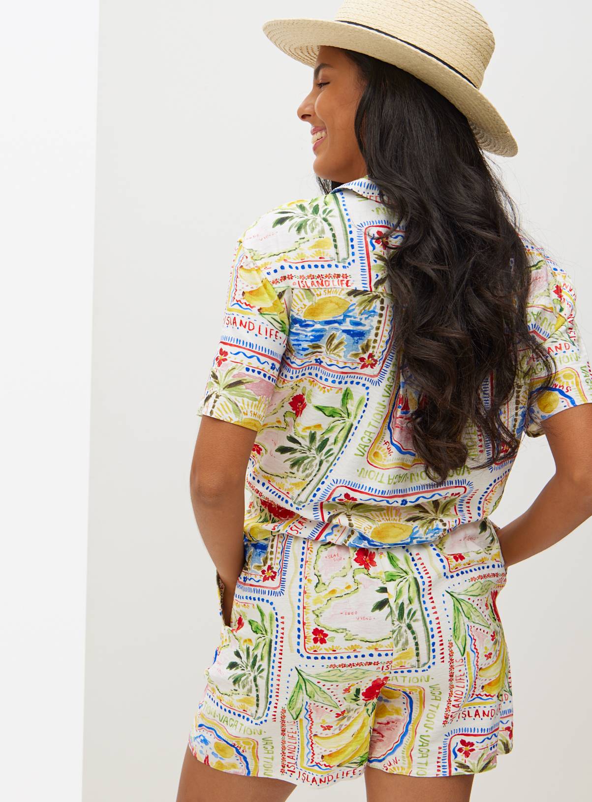 Multi Postcard Print Co-ord Shirt 12 - Image 4